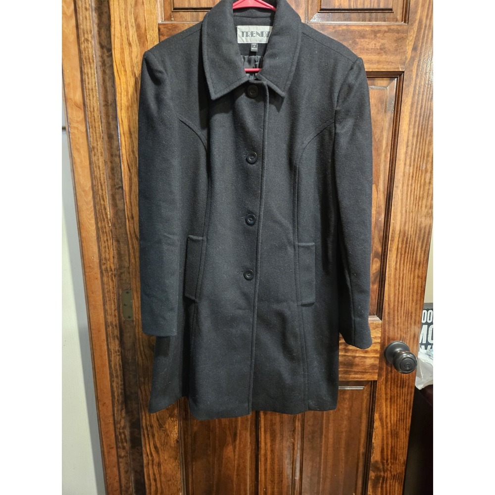 Trendz Wool Blend Vintage Peacoat Blazer Black Button Up Gothic Emo Large Missy